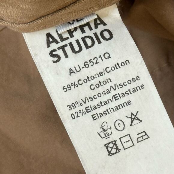 Alpha Studio Utility Pants Straight Leg Cotton Tan Men’s Size 42 - Picture 4 of 8